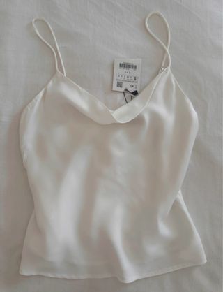 Blusa Zara tirantes seda blanca