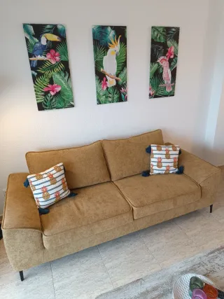 Sofá 3 plazas amarillo mostaza
