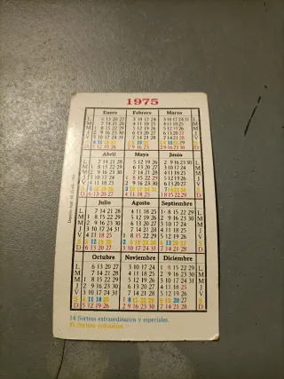 Lotería Nacional Calendario Sorteos 1975