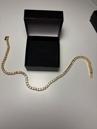 Cadena Tennis bañada oro con diamantes 4mm