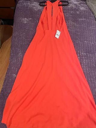 Vestido Mango largo fluido naranja talla única