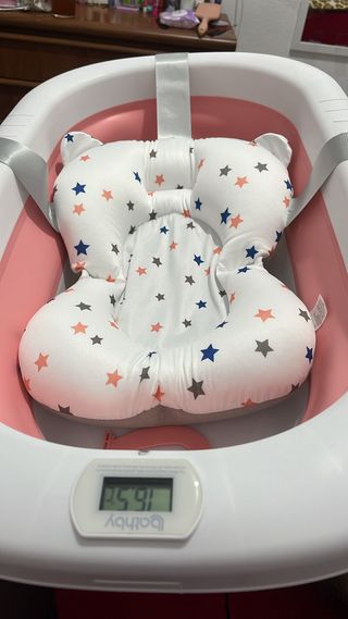 Bañera plegable rosa + soporte