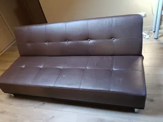 Sofá Cama Piel Sintética Marrón