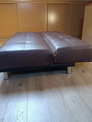 Sofá Cama Piel Sintética Marrón