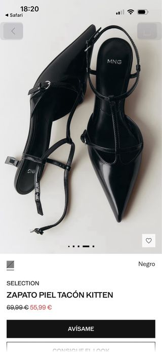 Zapatos de tacón kitten negros de piel