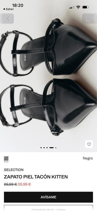 Zapatos de tacón kitten negros de piel