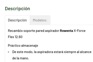 Soporte aspiradora Rowenta Xforce Flex 12.60