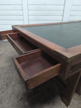 Mesa centro vintage madera y cuero