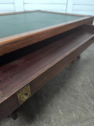 Mesa centro vintage madera y cuero