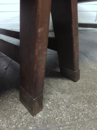 Mesa centro vintage madera y cuero