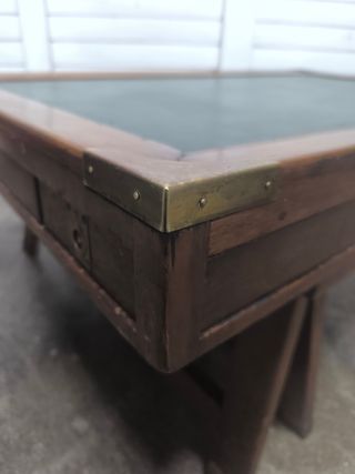 Mesa centro vintage madera y cuero