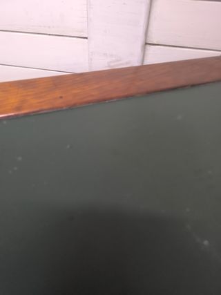 Mesa centro vintage madera y cuero