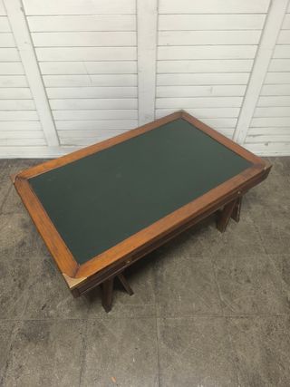 Mesa centro vintage madera y cuero