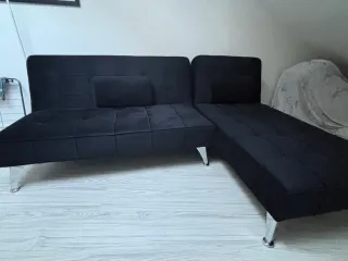 Sofá modular chaise longue negro