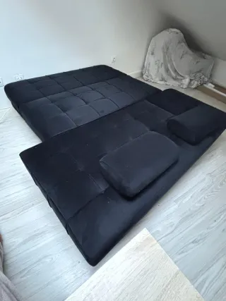 Sofá modular chaise longue negro