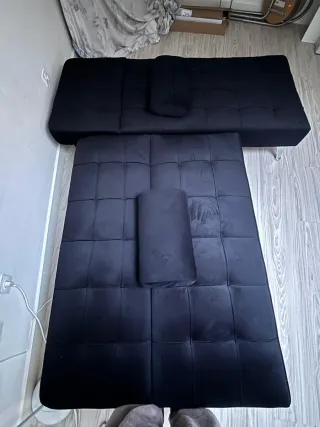 Sofá modular chaise longue negro