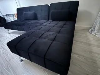Sofá modular chaise longue negro