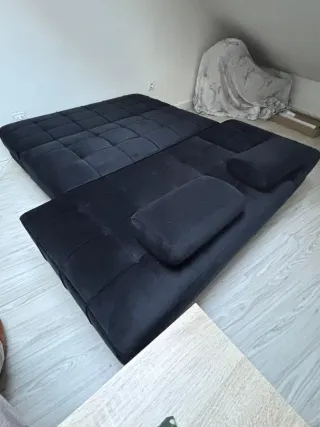Sofá modular chaise longue negro