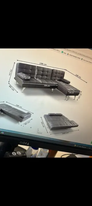 Sofá modular chaise longue negro