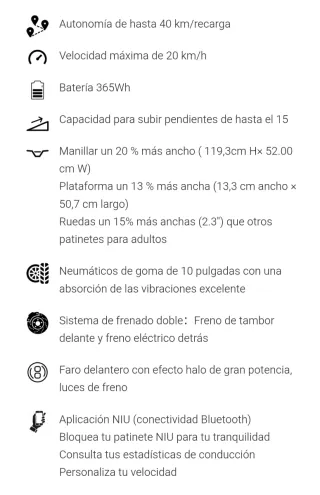 Patinete Eléctrico niu kqi2 pro