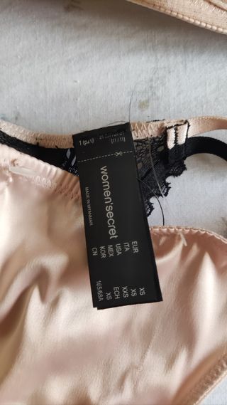 Conjunto lencería nude y encaje negro Talla S