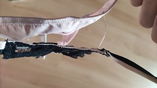 Conjunto lencería nude y encaje negro Talla S