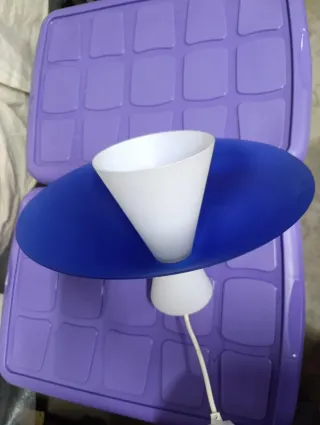 Lámpara colgante cristal azul y blanco