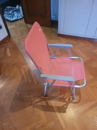 Silla de playa plegable color coral