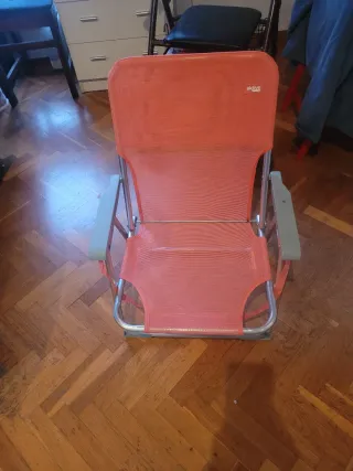 Silla de playa plegable color coral