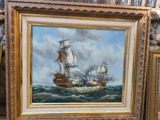 Cuadro vintage barco de guerra de 90x80