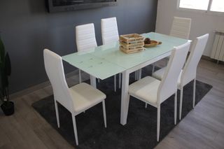 ¡PACK! MESA COMEDOR DE CRISTAL EXTENSIBLE