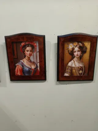 Stampe fanciulle con cornice radica