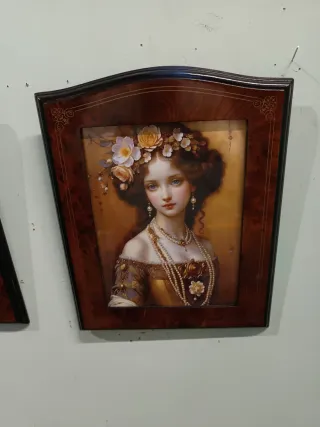 Stampe fanciulle con cornice radica