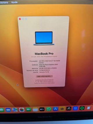 MacBook Pro i7 16GB Plata