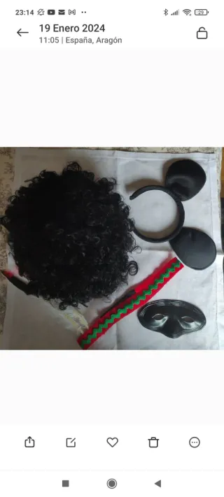 Complementos Carnaval: Peluca, Orejas y Antifaz