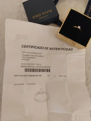 Anillo Diamante 0.14 Ct Oro 18k "Oro Vivo"