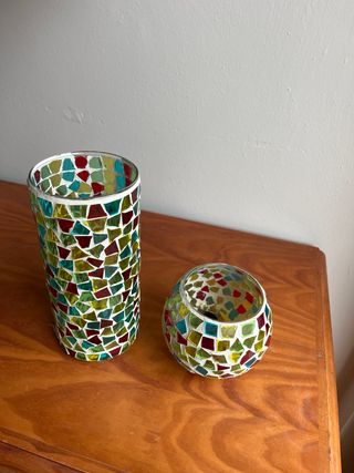 Juego de 2 jarrones decorativos de cristal