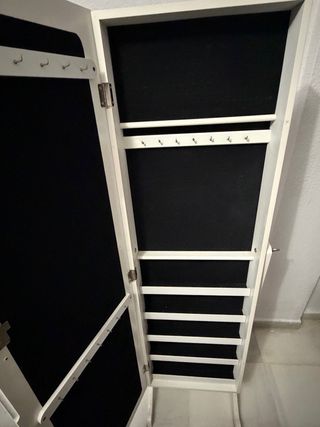 Joyero de pie con espejo blanco