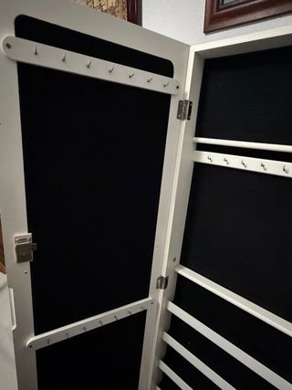 Joyero de pie con espejo blanco