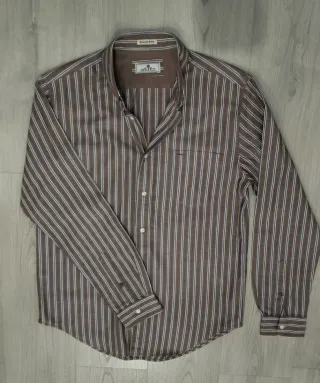 Camisa Cortefiel Rayas Marrón, azul y Blanco