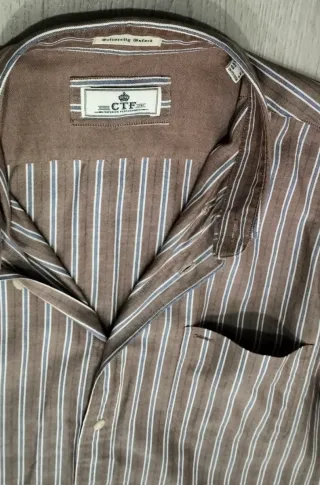 Camisa Cortefiel Rayas Marrón, azul y Blanco