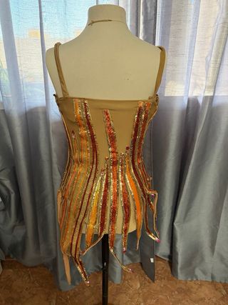 Traje Carnaval Lentejuelas Naranja Dorado