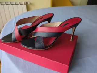 Sandalias CH Tacón 9cm Azul/Rojo