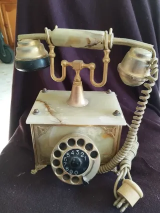 Teléfono Antiguo Réplica Mármol y Bronce