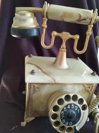 Teléfono Antiguo Réplica Mármol y Bronce
