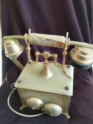 Teléfono Antiguo Réplica Mármol y Bronce