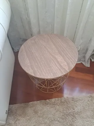 Tavolo Ausiliare / Cesto in Legno e Metallo