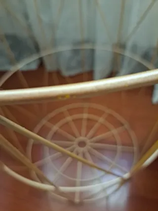 Tavolo Ausiliare / Cesto in Legno e Metallo