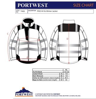 Giacca Alta Visibilità Portwest PW3 Hi-Vis, XL