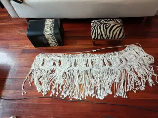 Sofá Cama Beige + Baúl y Escabel